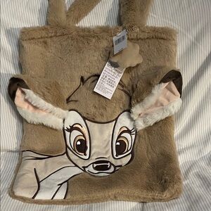 Charming Brown Faux Fur Satchel with Character Design